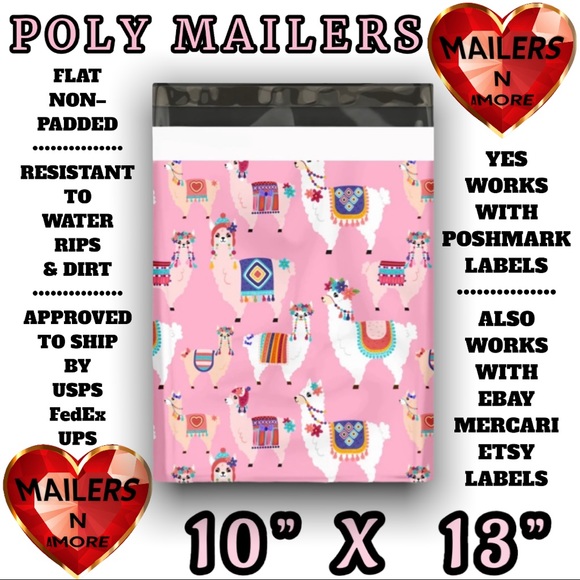 ( Quantity 25 10x13 ) Llamas llama Poly Mailers Bags Shipping Envelopes - Picture 3 of 3